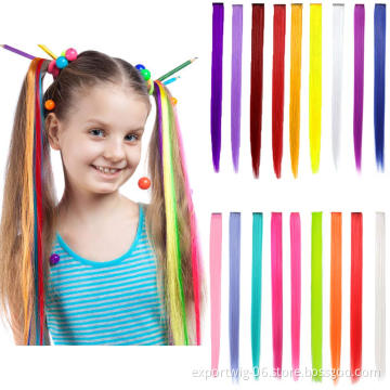 Wholesale Clip Hair Straight And Long Synthetic Fiber Colorful Hair Extensions For Women And Kids In Festival Party For Fun